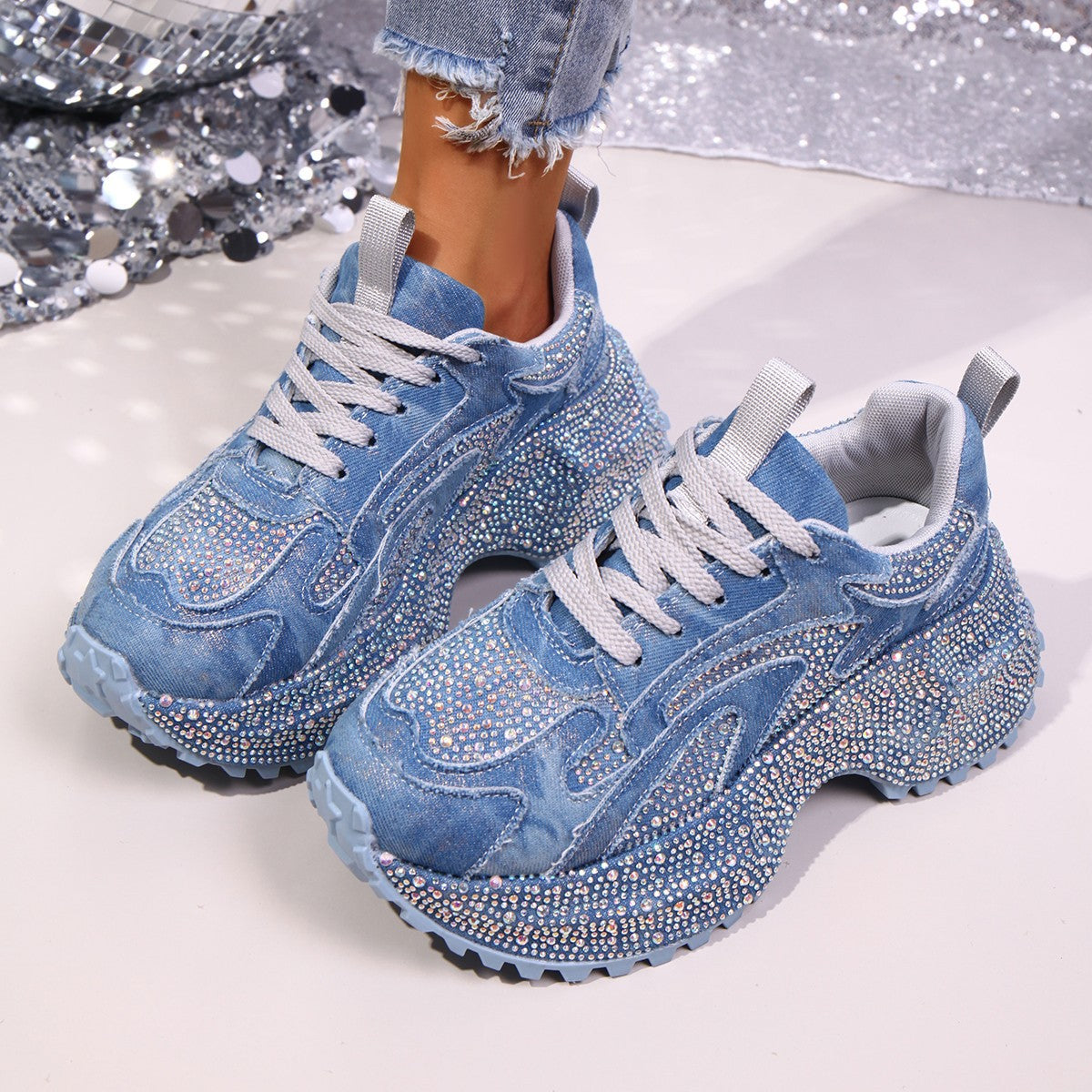 Womens Stylish Versatile Height-increasing Thick-soled Casual Sneakers