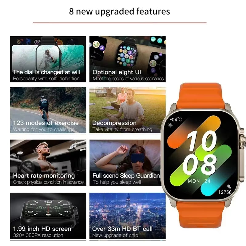 Smart Watch Bluetooth Talk Smartwatch Message Alert Heart Rate Monitor Sports Watch for Android IOS Men Women