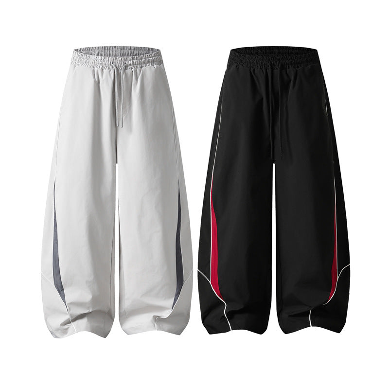 Womens American-style Streetwear Joggers With Contrasting Color-block Stitching