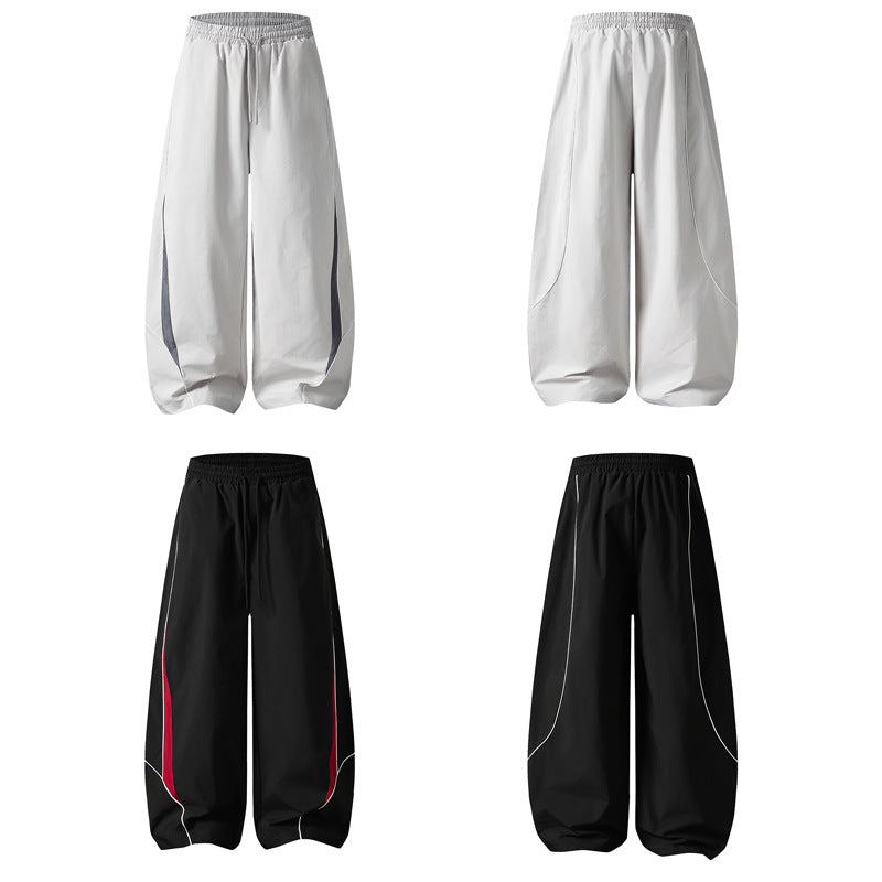 Womens American-style Streetwear Joggers With Contrasting Color-block Stitching